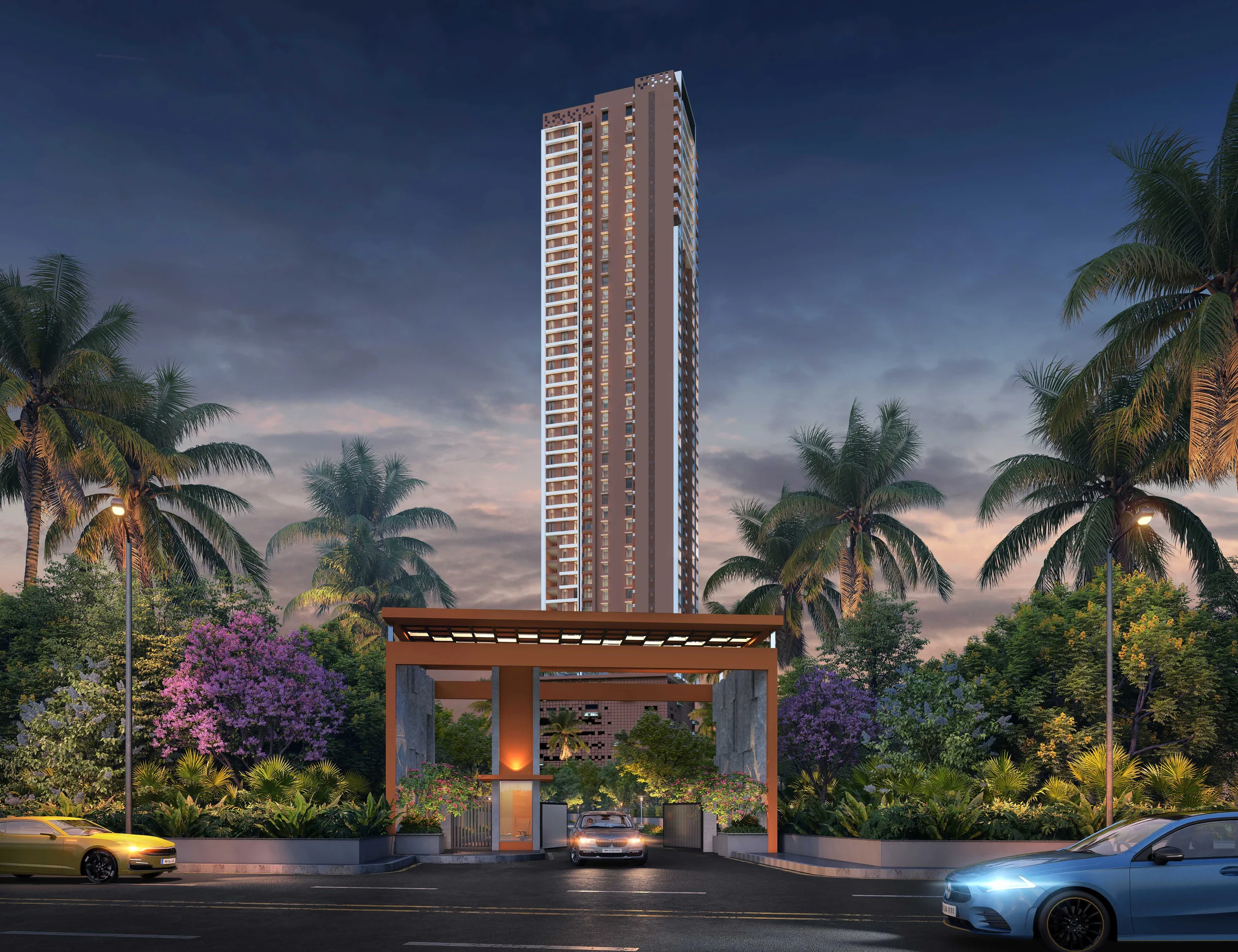 Neelkanth Palms tower and entrance